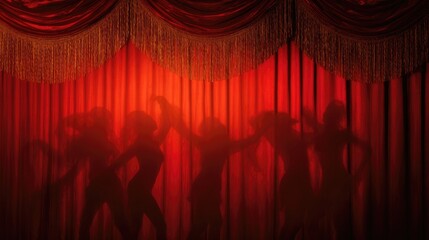 Silhouettes of performers create captivating scene against vibra