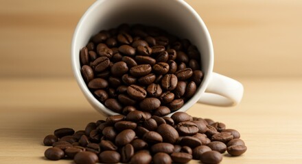 Fototapeta premium Coffee Beans in White Mug