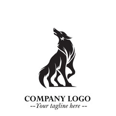 Wolf Logo Symbol in Black on the White Background Minimalist Wild Animal Vector Illustration