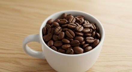 Fototapeta premium Coffee Beans in White Mug