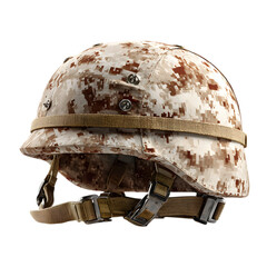Tactical helmet camouflage protective headgear isolated on transparent background