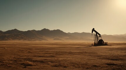 Oil pump in desert landscape