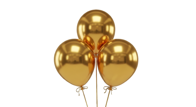 Three Golden Balloons on Black Background