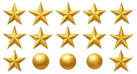 Golden Stars and Spheres on Black Background