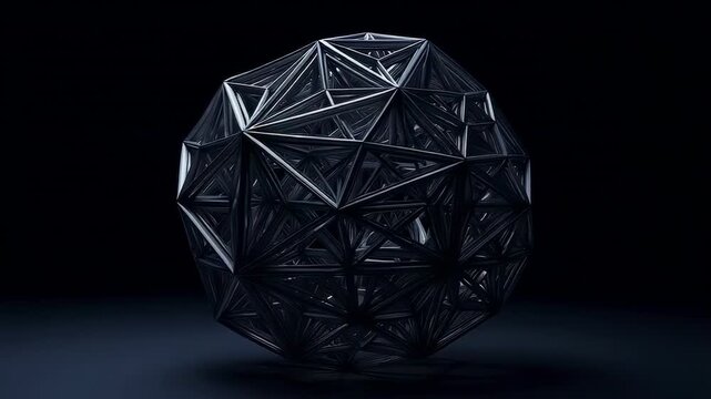 A Stunning Geometric Sculpture: Exploring the Intricate Design and Three-Dimensional Form of a Dark, Interconnected Polyhedral Structure