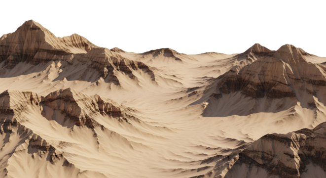 Vast Desert Mountain Landscape with Dramatic Shadows