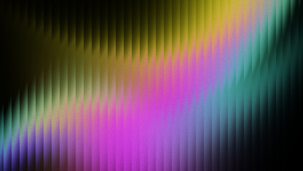 Abstract vibrant colorful smooth gradient refracted glass texture with grain effect. Trendy futuristic ribbed texture for tech background, header, cover, poster, backdrop.	