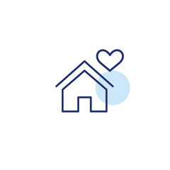 Home and heart. Family care, property and real estate management. Pixel perfect, editable stroke vector icon