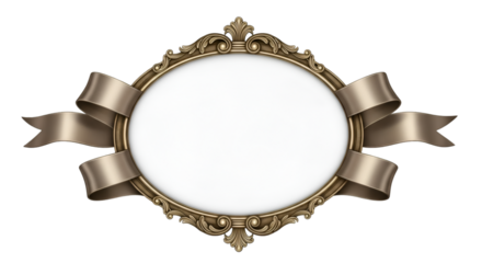 Ornate Oval Frame with Golden Ribbons