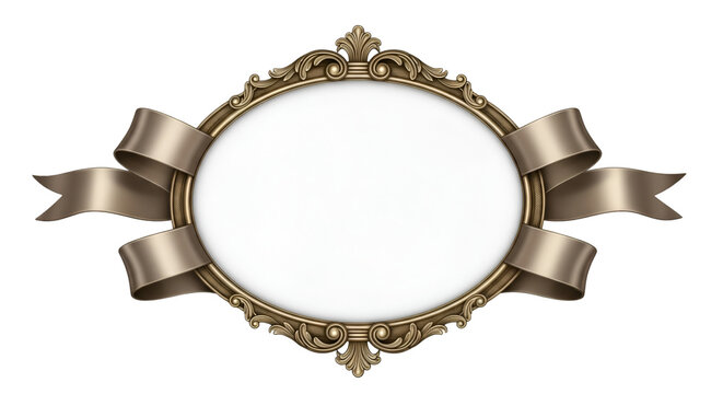 Ornate Oval Frame with Golden Ribbons