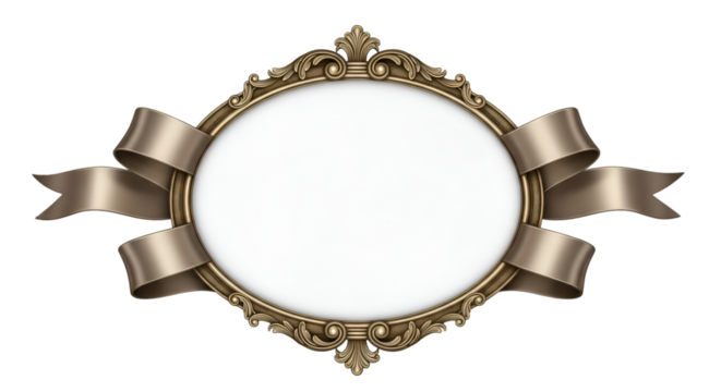 Ornate Oval Frame with Golden Ribbons