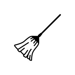Outline cleaning mop tool bucket line art icon
