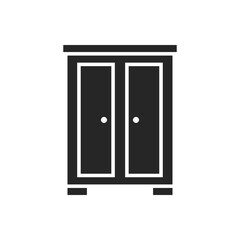 Wardrobe tall cabinet closet storage flat icon
