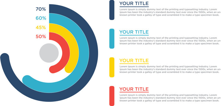 Infographic template with a radial bar chart and text placeholders for business presentations.