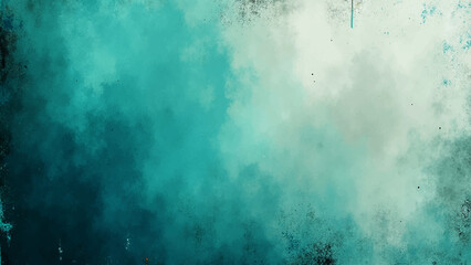 Grunge turquoise texture background with gradient teal and white tones, rough vintage paint surface, abstract distressed wall design for digital art, poster, and modern graphic use.