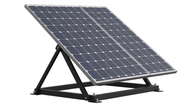 Two Solar Panels on a Black Metal Stand