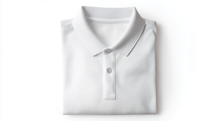 Plain color button-down collar polo shirt, neatly folded, minimalist fashion concept.