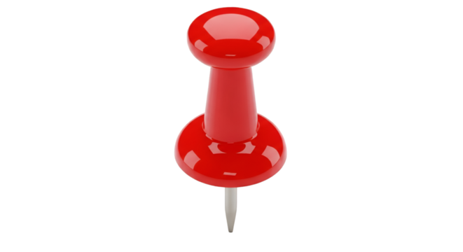 Shiny Red Pushpin on Black Background