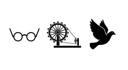 Mahatma Gandhi Jayanti Illustration with Dove and Lotus.