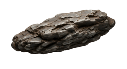 Textured Rock Formation on Black Background