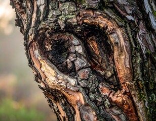 Deep Textured Bark of Ancient Oak Tree with Earthy Colors
