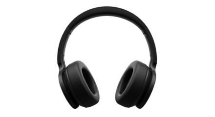 Sleek Black Over-Ear Headphones on a Black Background