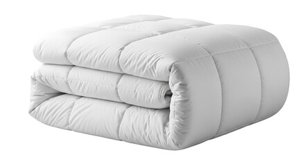 White Comforter Folded on Black Background