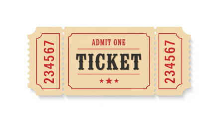 Old School Raffle Ticket. Vector Voucher with Perforated Edges. EPS