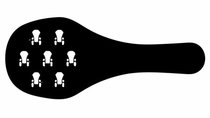 Modern abstract illustration of a group of tractors in formation, ideal for farming industry concepts