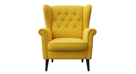 Bright Yellow Tufted Wingback Armchair
