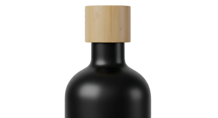 Sleek Black Bottle with Natural Bamboo Cap