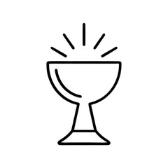 Chalice with rays, minimal line art design on white background  