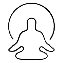 meditation icon, brush strokes, vector illustration on white background.