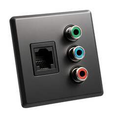 Audio wall plate featuring an Ethernet port and audio connectors for modern networked