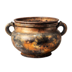 Rusty cooking pot isolated on transparent background