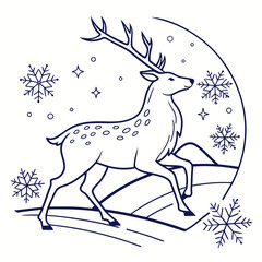 Deer with snowflakes, winter season design