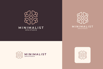 Minimalist flower line logo design. Luxury logo for spa, salon and beauty symbol.