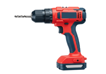 Isolated cordless power drill for home improvement work and construction projects, drill bit attached