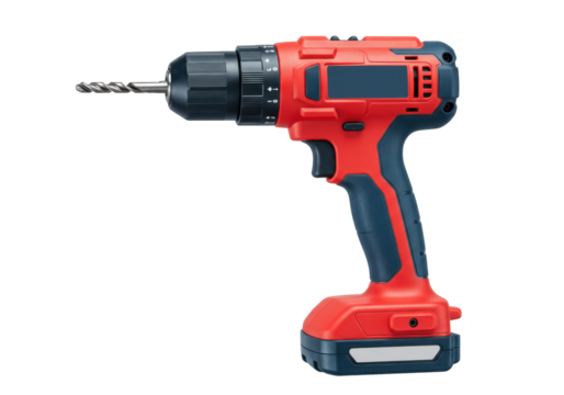 Isolated cordless power drill for home improvement work and construction projects, drill bit attached