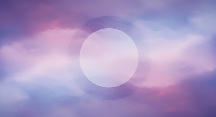 Abstract cloudscape with soft gradients, a transparent circle, ethereal vibes