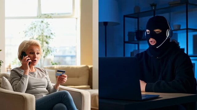 Social Engineering Phone Scam Concept &ndash; Online Fraud and Data Theft