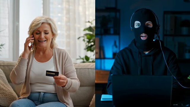 Social Engineering Phone Scam Concept &ndash; Online Fraud and Data Theft