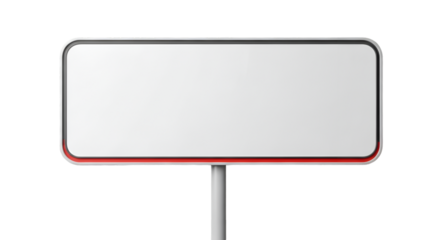 Blank White Sign with Red and Gray Trim on Pole
