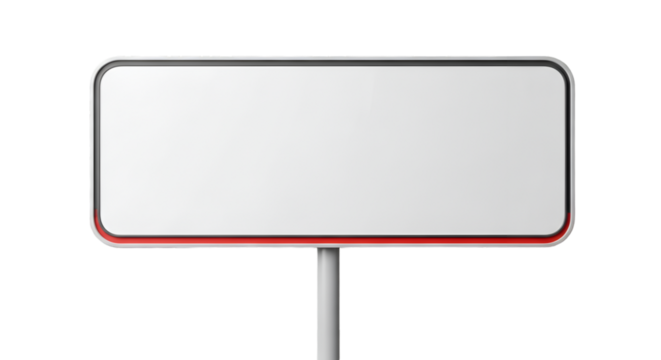 Blank White Sign with Red and Gray Trim on Pole