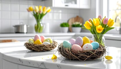 Spring kitchen display with eggs