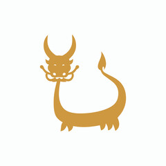 Minimal Vector Chinese Dragon Icon Design in Modern Flat Style &mdash; Mythical Creature Illustration for Asian Culture, Lunar New Year Themes, Power Symbol Logos, and Traditional Graphic Design