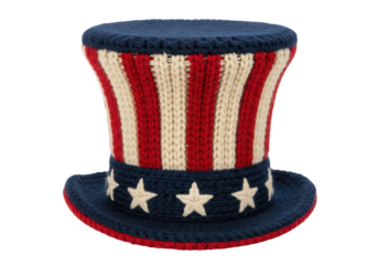 Isolated patriotic American flag top hat costume prop, holiday, independence, celebration