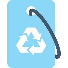 Light Blue Tag With White Recycling Symbol And Dark Grey Loop Isolated On White Background Clean And Minimalist Design For Eco Friendly Concepts