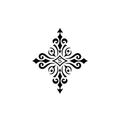 Obraz premium Simple black vector logo of an ornamental, decorative border with simple shapes on a white background, no shadows, and a simple flat design.