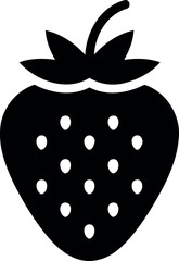 Strawberry glyph icon simple flat vector design isolated on white background